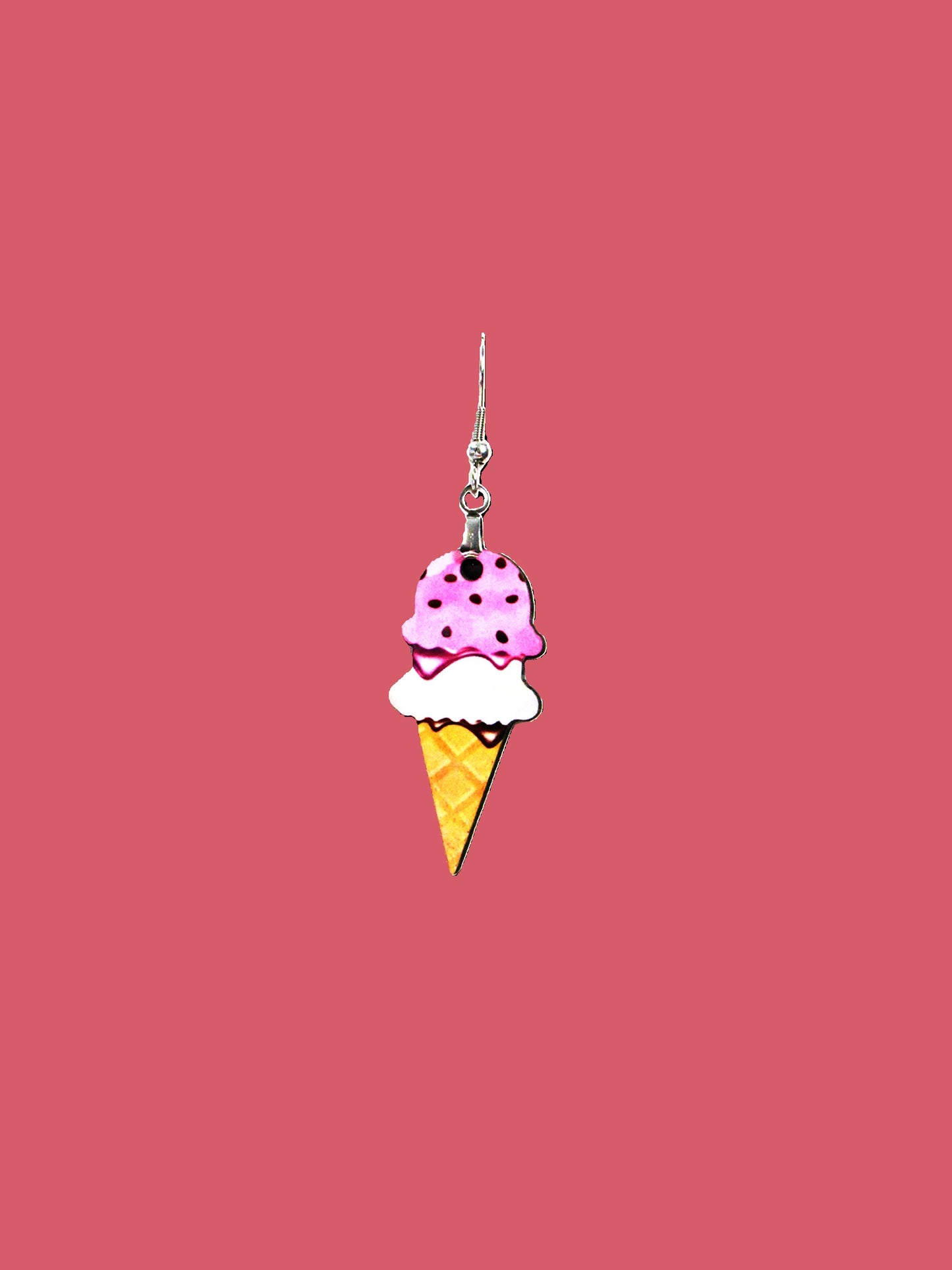 Ice Cream Cone Shaped Sublimated Earrings