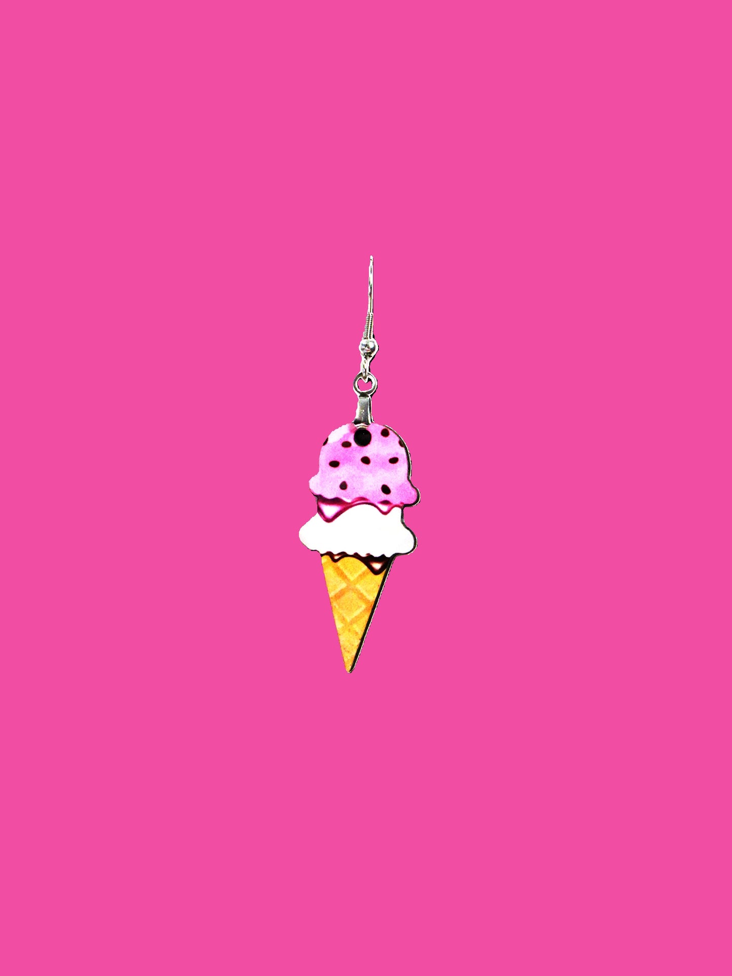 Ice Cream Cone Shaped Sublimated Earrings