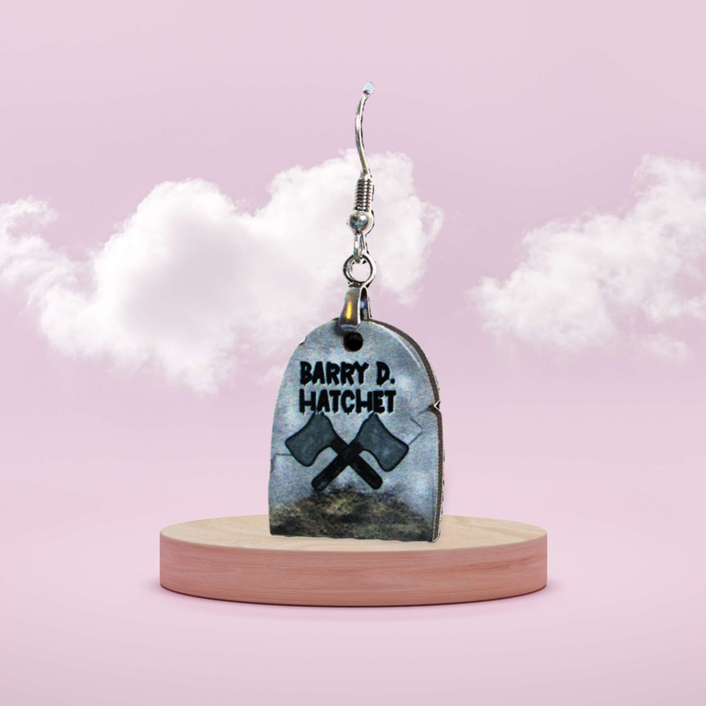 Grave Stone Shaped Sublimated Earrings 1 inch