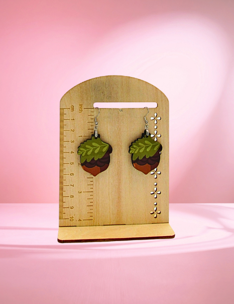 MDF-Acorn  Shaped Sublimated Earring 1.5 inch