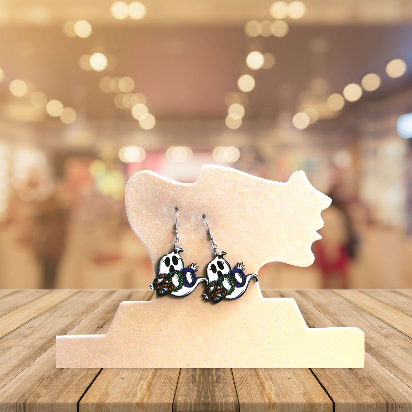 Boo Ghost Shaped Sublimated Earrings