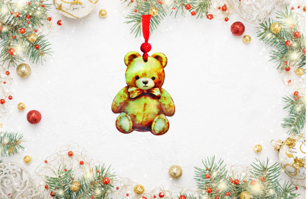 Teddy Bear Shaped Sublimated Ornament