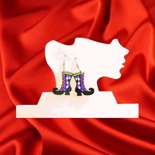 Witch Boot Shaped Sublimated Earrings 1.5 inch