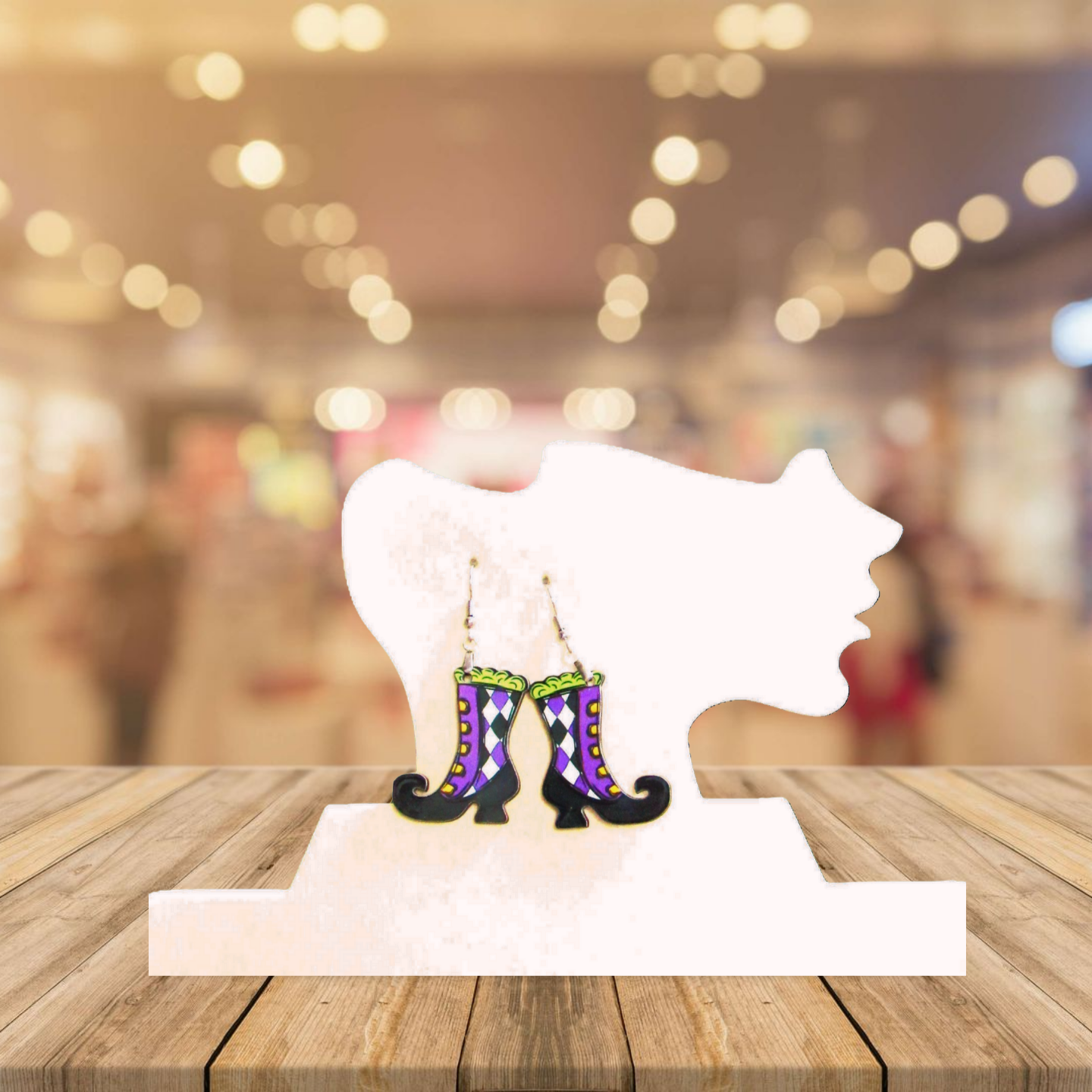 Witch Boot Shaped Sublimated Earrings 1.5 inch