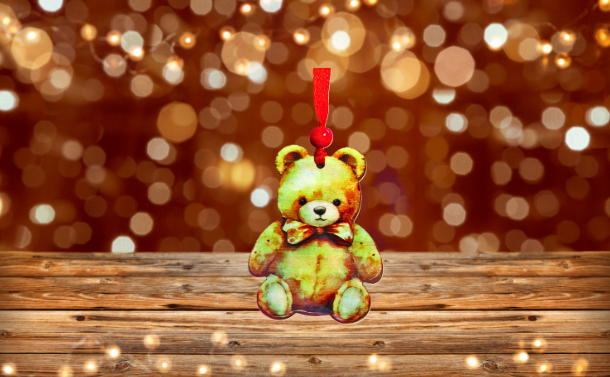 Teddy Bear Shaped Sublimated Ornament