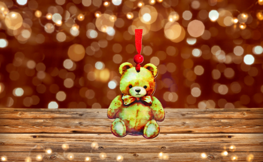 Teddy Bear Shaped Sublimated Ornament