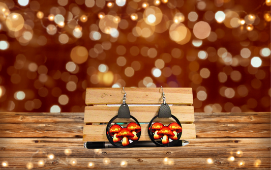 MDF- Round Mushroom Trio Sublimated Earrings 1.5 inch