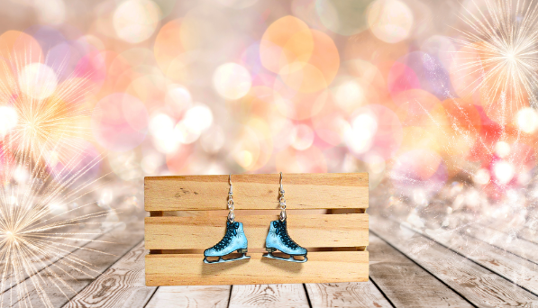Ice Skate Shaped Sublimated Earrings 1 inch