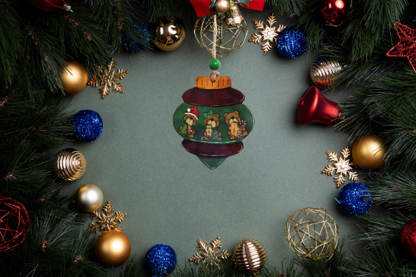 Vintage Bulb Shaped Sublimated Ornament