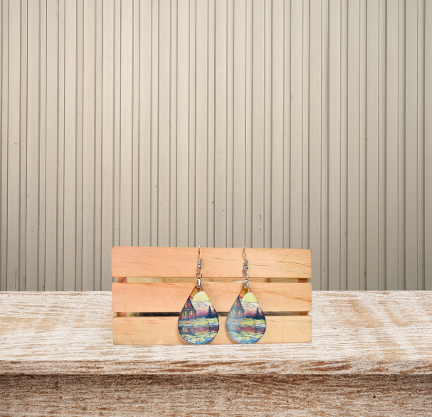 Acrylic Teardrop Shaped Sublimated Earrings 1.5 inch