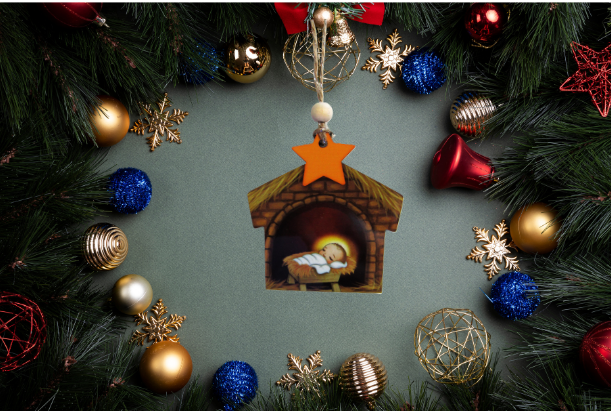 Nativity Shaped Sublimated Ornament