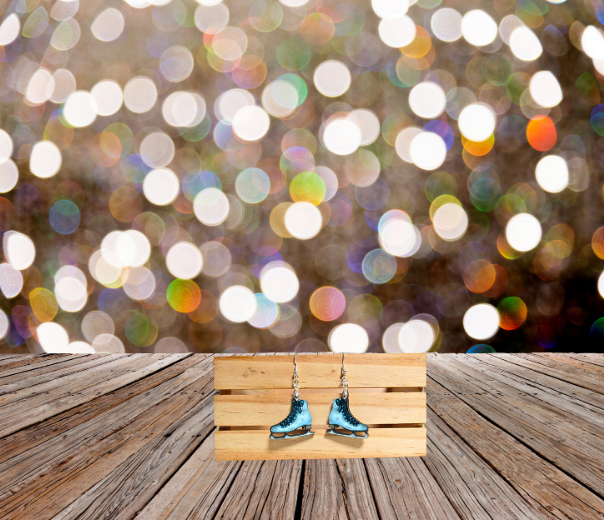 Ice Skate Shaped Sublimated Earrings 1 inch