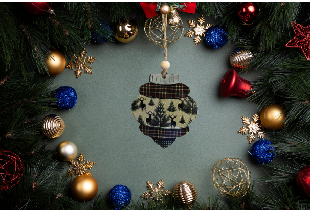 Vintage Bulb Shaped Sublimated Ornament