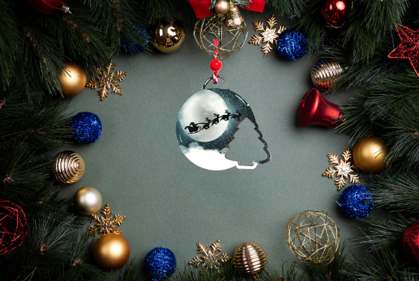 Round Bulb with Tree Shaped Sublimated Ornament