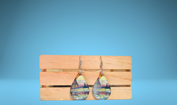 Acrylic Teardrop Shaped Sublimated Earrings 1.5 inch
