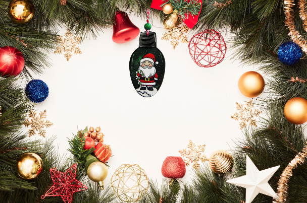 Christmas Light Bulb Shaped Sublimated Ornament