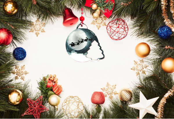 Round Bulb with Tree Shaped Sublimated Ornament