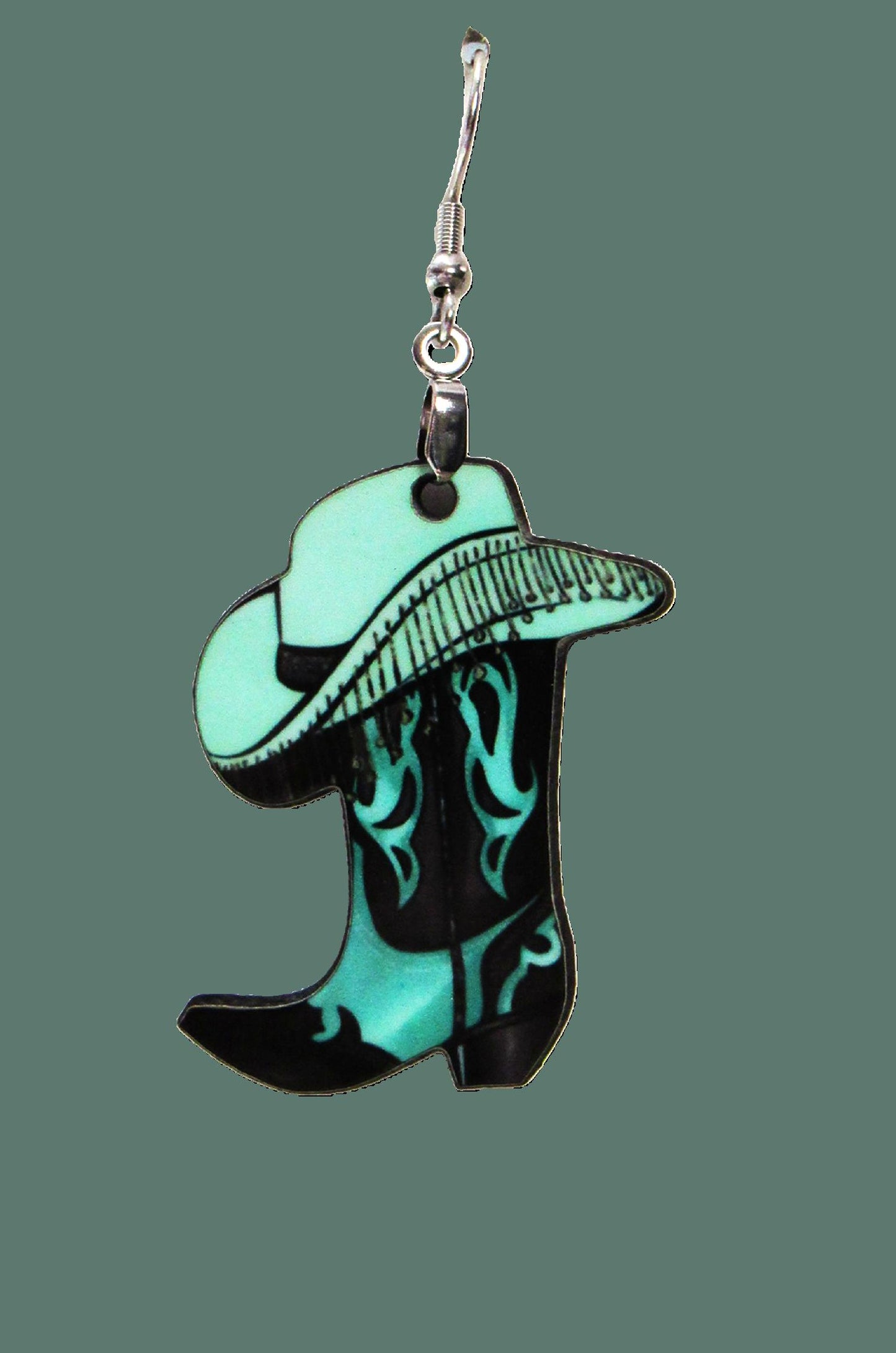 Cowboy Boot with Hat Shaped Sublimated Earrings 1.5 inch