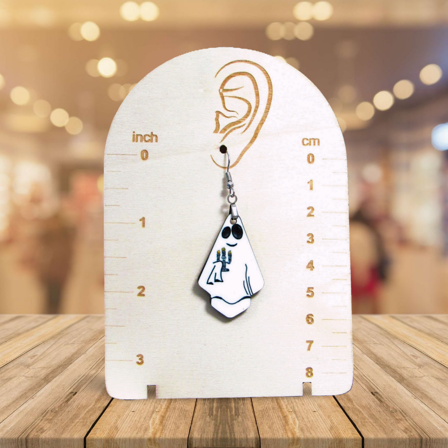 Ghost Fan Shaped Sublimated Earrings 1.5 inch