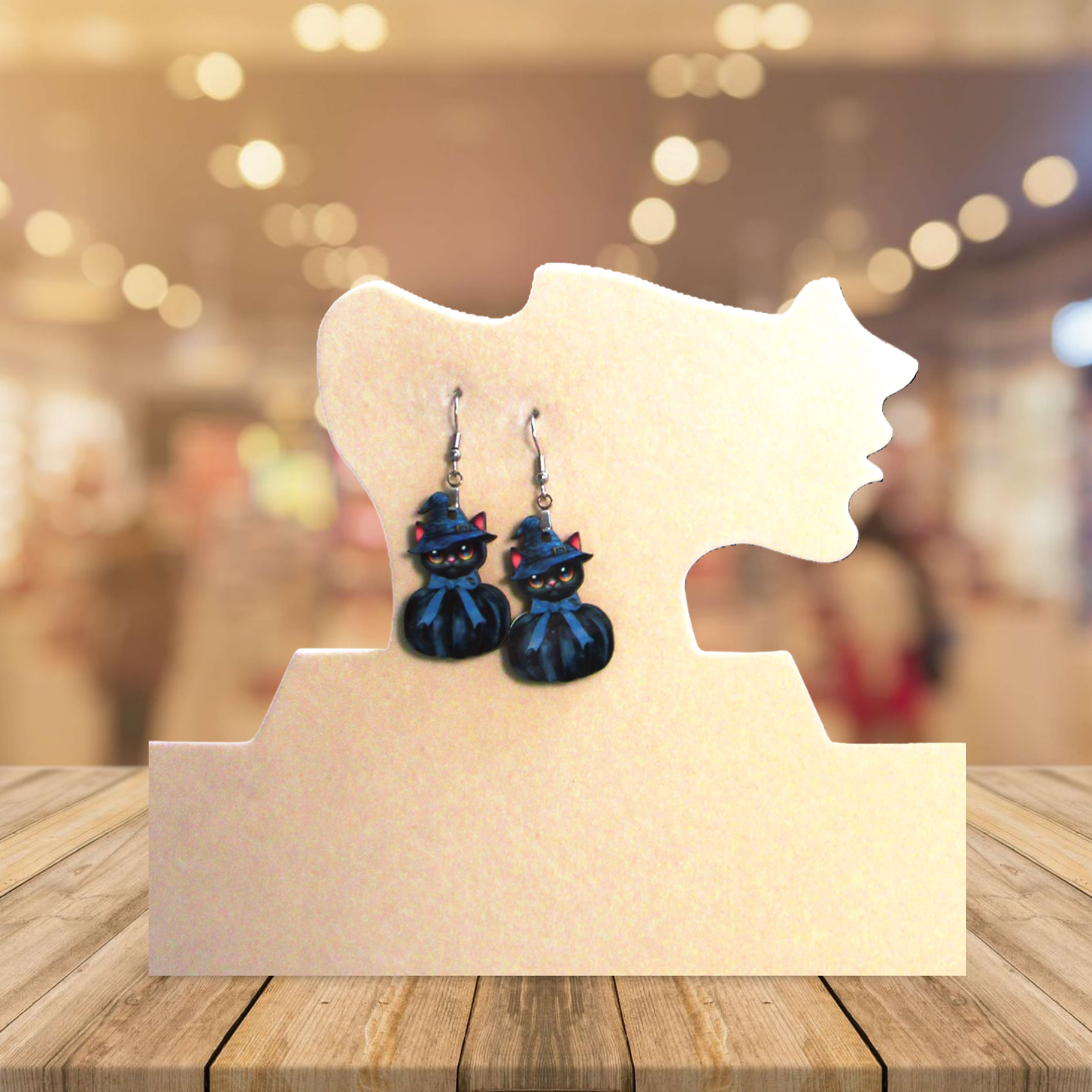 Cat in a Pumpkin Shaped Sublimated Earrings 1.5 inch