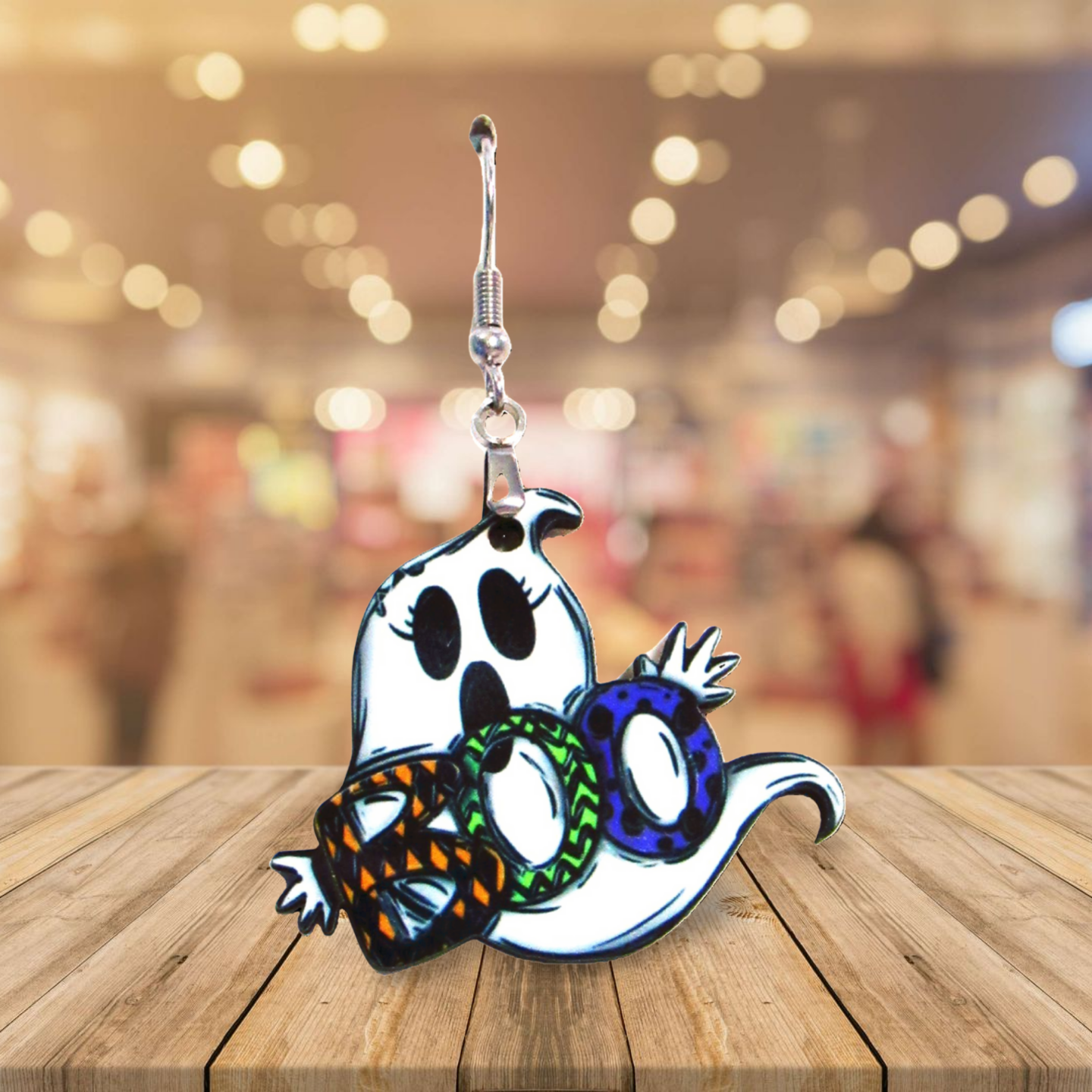 Boo Ghost Shaped Sublimated Earrings