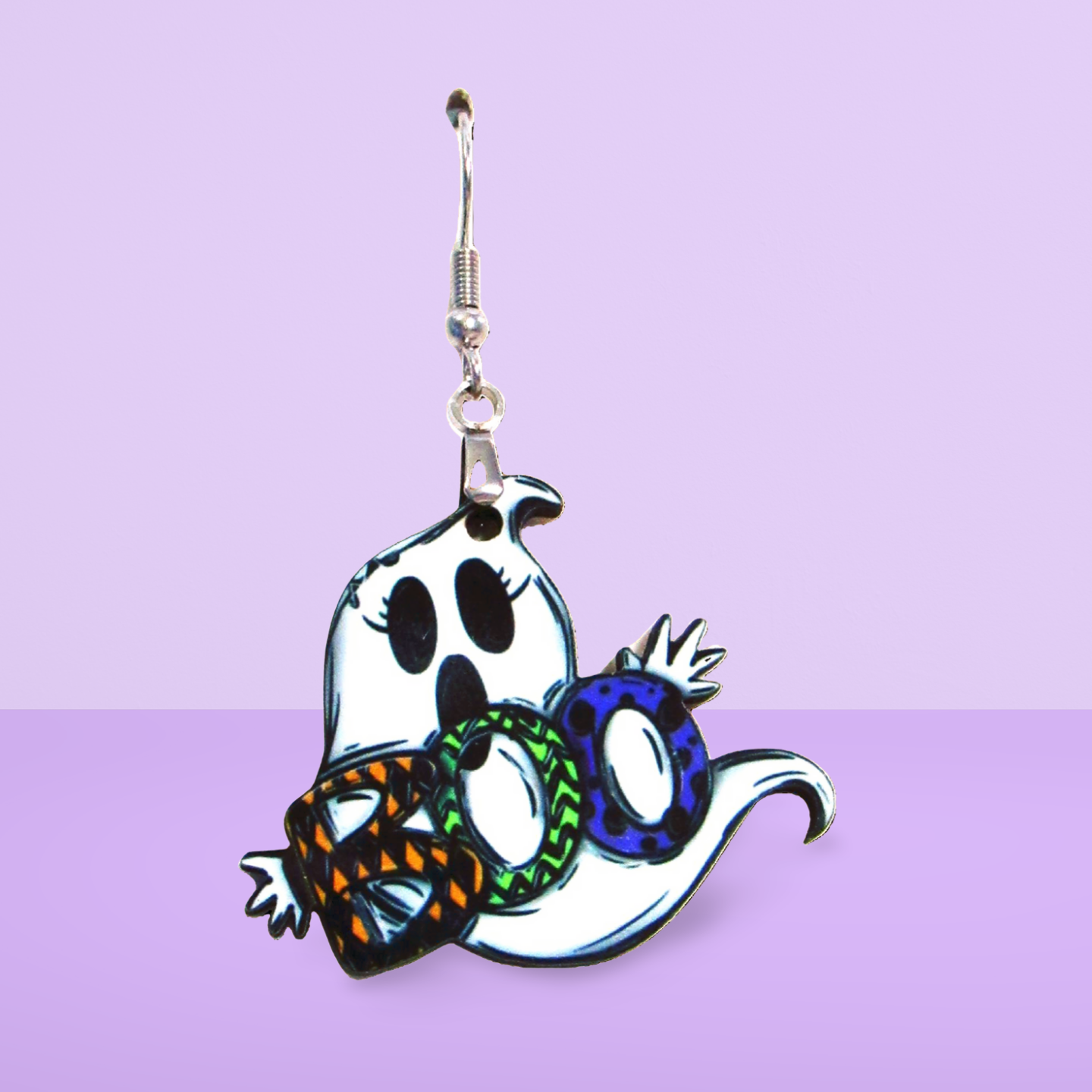 Boo Ghost Shaped Sublimated Earrings