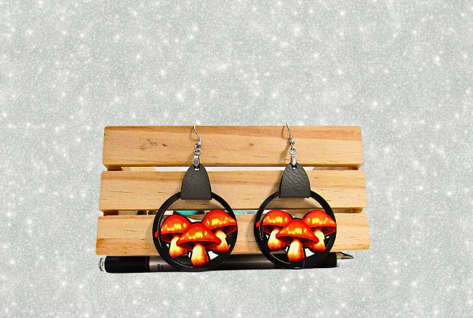 MDF- Round Mushroom Trio Sublimated Earrings 1.5 inch