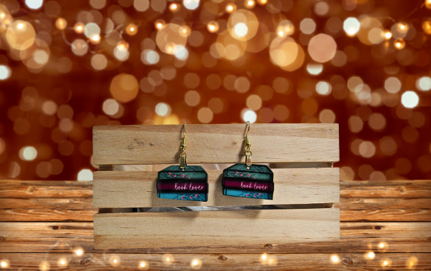 MDF-Stacked Book Sublimated Earrings 1 inch