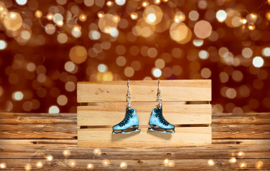 Ice Skate Shaped Sublimated Earrings 1 inch