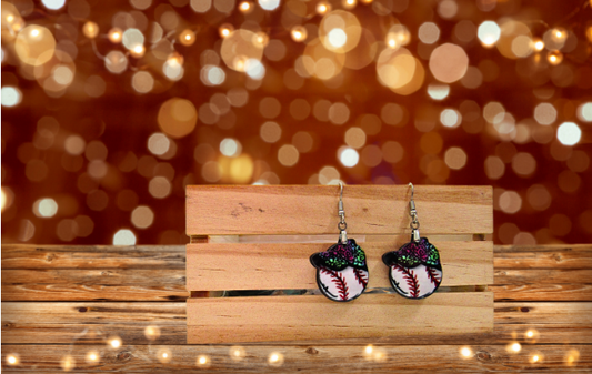 MDF-Ball with Hat Shaped Sublimated Earrings 1 inch