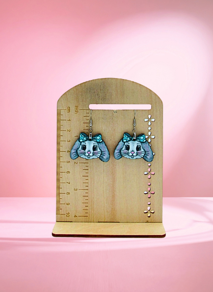 MDF- Bunny Head Shaped Sublimated Earrings 1.5 inch