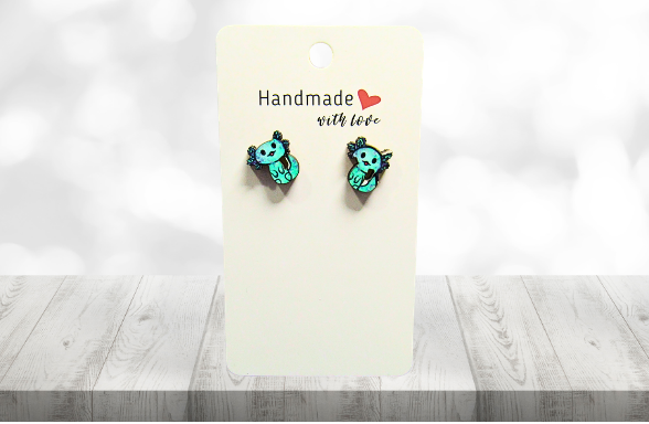 MDF-Axolotl Shaped Sublimated Stud Earrings