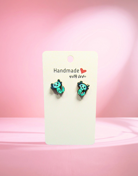 MDF-Axolotl Shaped Sublimated Stud Earrings
