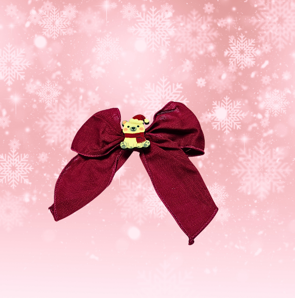 5" Girls Cotton Bow with MDF Shaped Sublimated Center