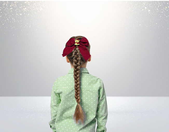 5" Girls Cotton Bow with MDF Shaped Sublimated Center