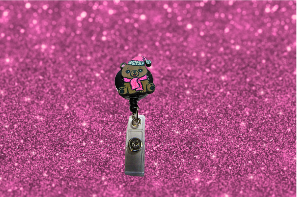 MDF-Sitting Panda Bear Shaped Sublimated Badge Reel