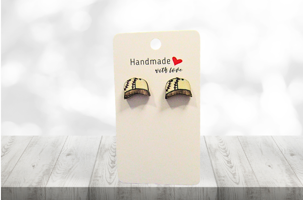 MDF-Baseball Cap Shaped Sublimated Stud Earring (Sports)