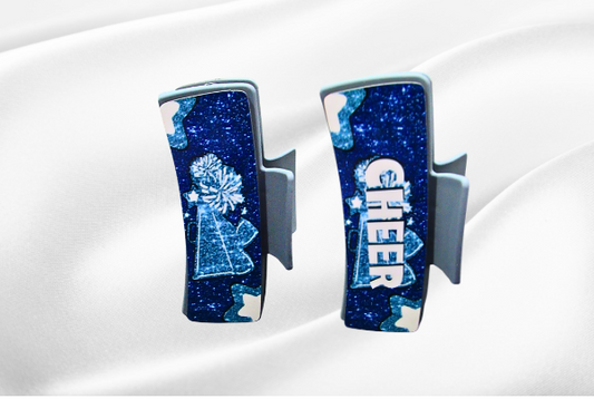 MDF-Large Sublimated Hair Claw Clip Cheer Themed (Glitter Look)