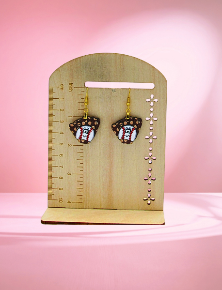 MDF-Baseball Glove Shaped Sublimated Earrings 1 inch