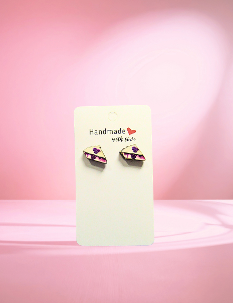 MDF-Pie Slice Shaped Sublimated Stud Earrings