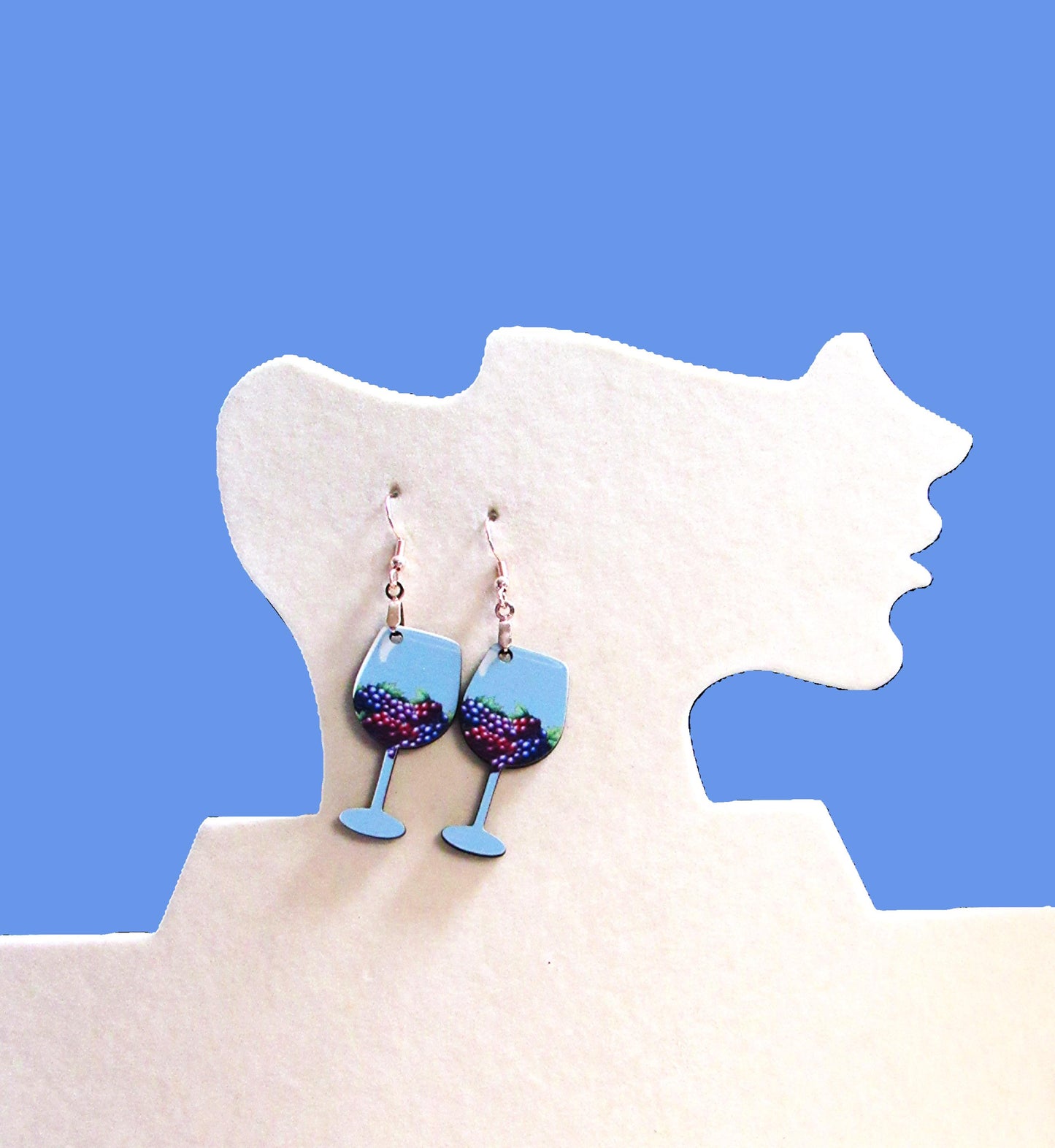 Wine Glass Shaped Sublimated Earrings