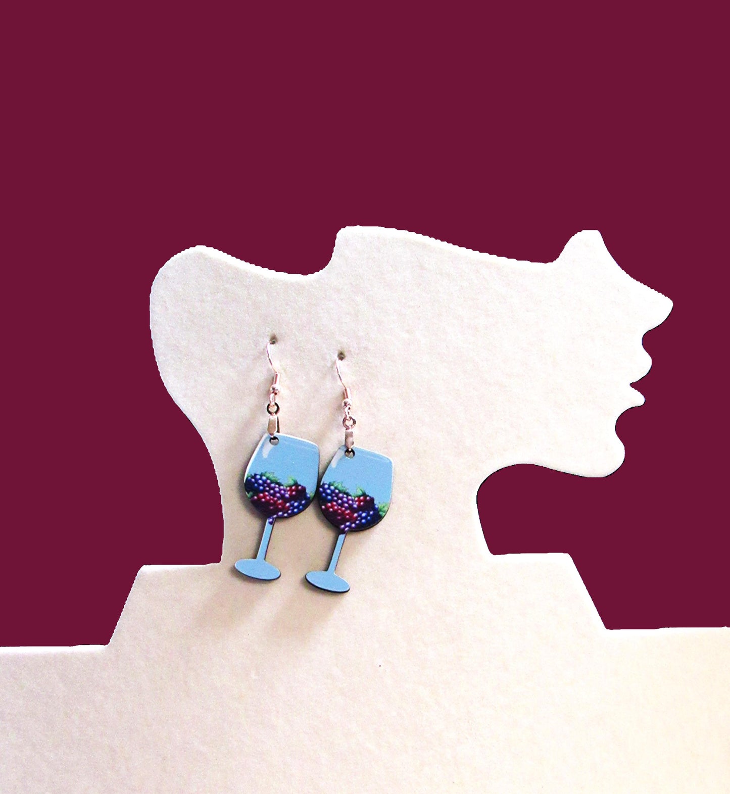 Wine Glass Shaped Sublimated Earrings