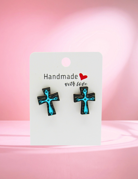 MDF-Cross Shaped Sublimated Stud Earrings