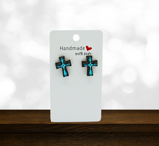 MDF-Cross Shaped Sublimated Stud Earrings