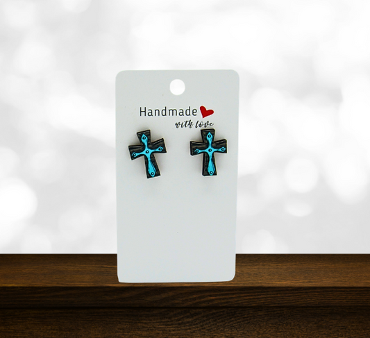 Cross Shaped Sublimated Stud Earrings