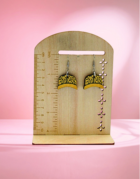 MDF-Baseball Cap Shaped Sublimated Earrings 1 inch