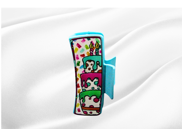 MDF-Large Sublimated Hair Claw Clip Birthday Themed