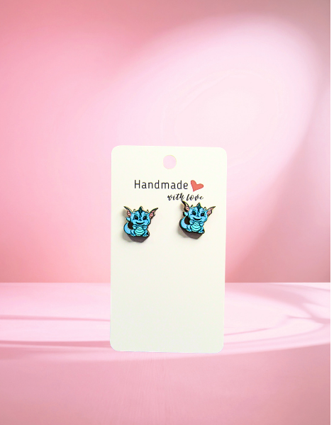 MDF-Dragon Shaped Sublimated Stud Earrings