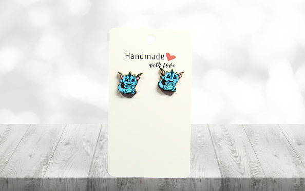 MDF-Dragon Shaped Sublimated Stud Earrings