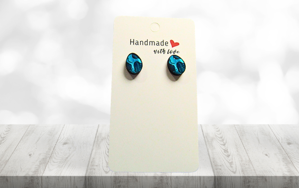 MDF-Egg Shaped Sumlimated Stud Earrings